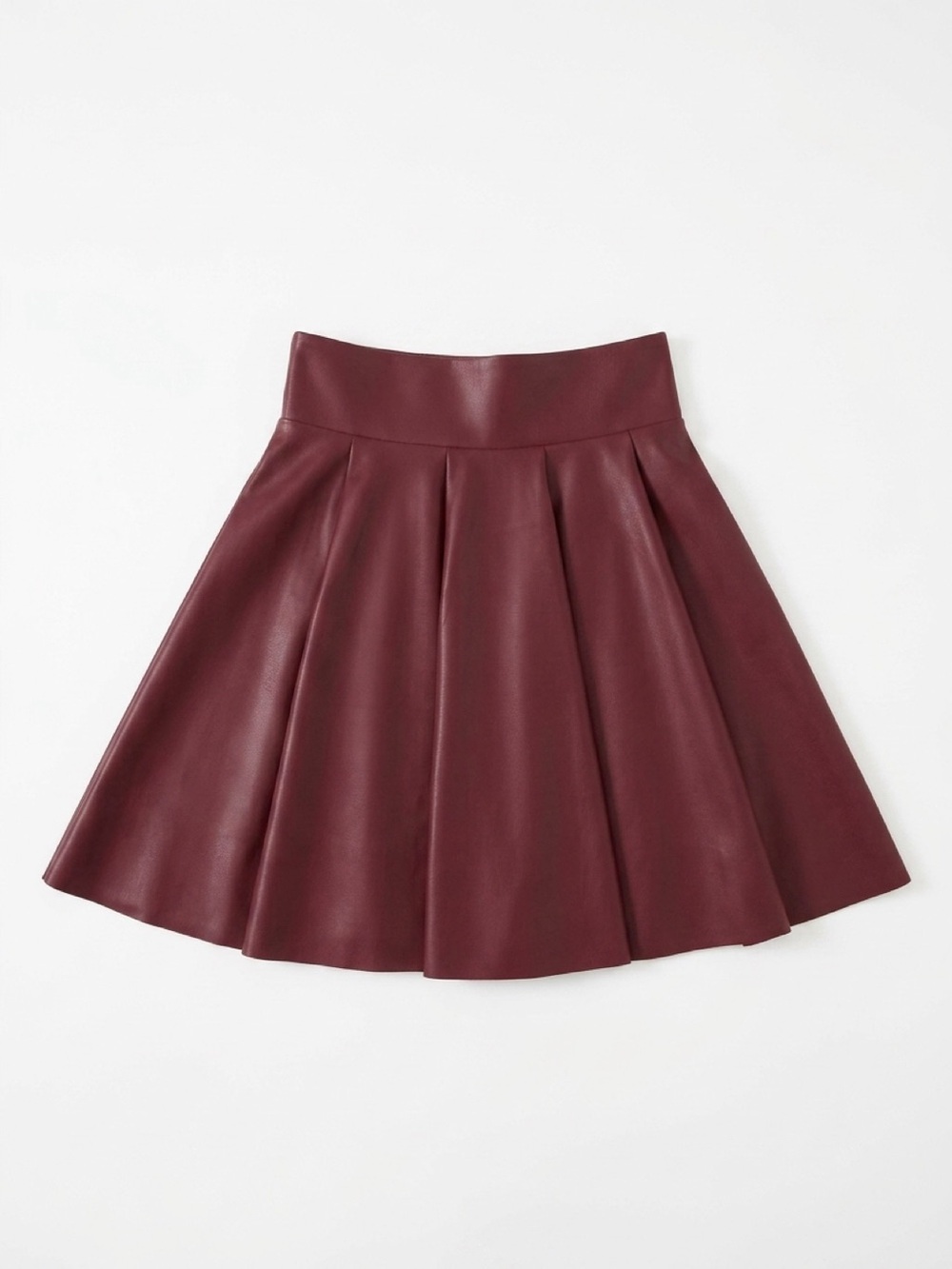 Custom Women Burgundy Leather Flared Skirt